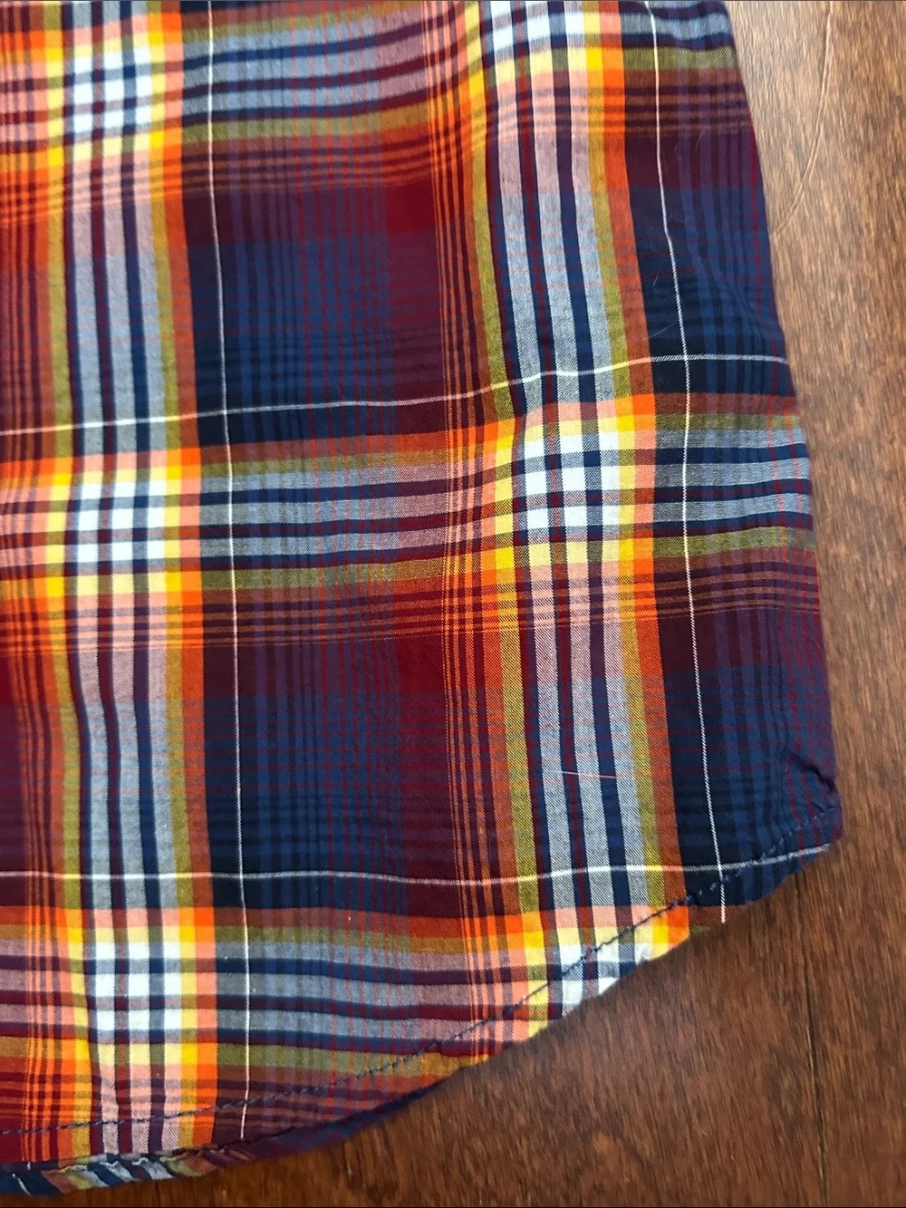 Gymboree Kid’s Plaid Button-Down Shirt in Navy, Red& Yellow, Size L (10-12)